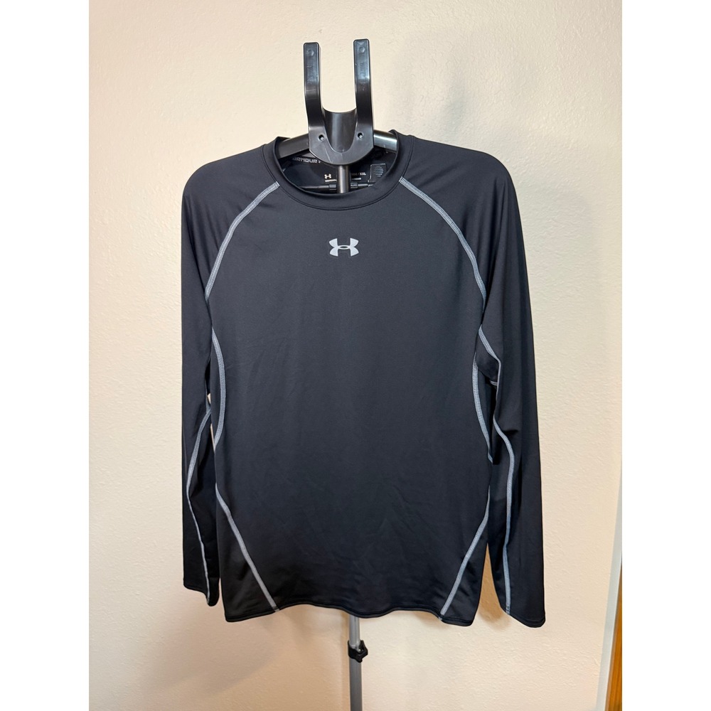 Under Armour HeatGear Compression Shirt Mens XXL Black Long Sleeve Training Top